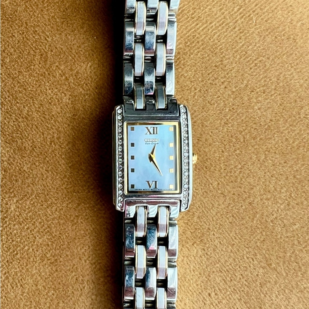 Citizen Silver Watch with Mother of Pearl Face and Crystals